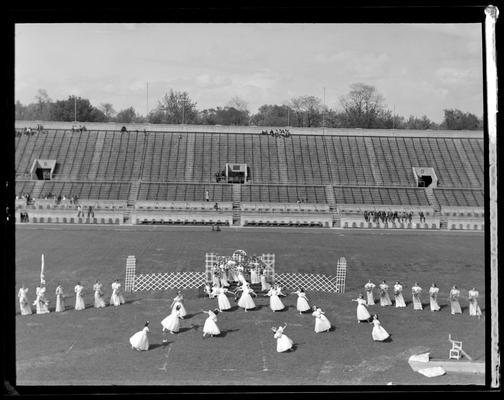 University of Kentucky May Day; Queen's Court lined up on football field