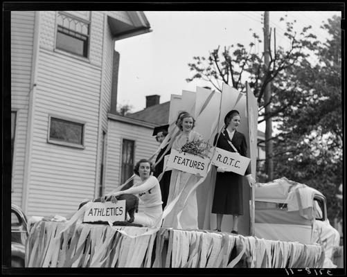 University of Kentucky May Day; float in parade, sign says 