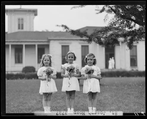 St. Joseph's Hospital, 544 West Second (2nd) Street; three young girls holding flowers