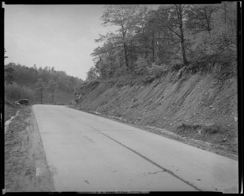 James Clay at Moorhead, road curving around cut hillside