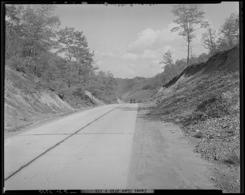 James Clay at Moorhead, road curving around cut hillside