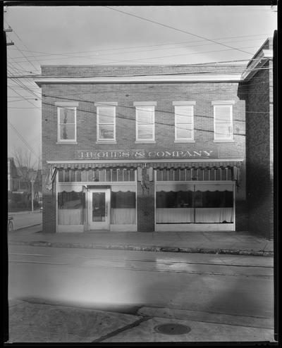 Hughes & Company (ice, ice cream), High and Woodland Avenue; exterior front of building