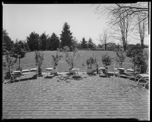 Mrs. Silas Mason; view of bricked patio