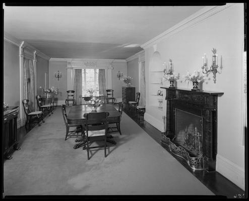 Mrs. Silas Mason; interior of home, dining room