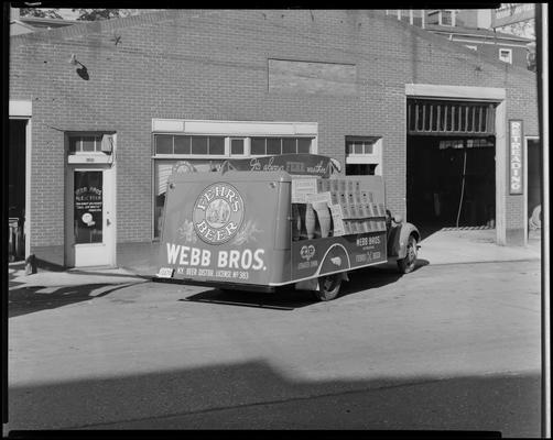 Webb Brothers (wholesale ale and beer), Fehr's Beer distributor, 260 East Vine; truck parked in front of Webb Bros. building