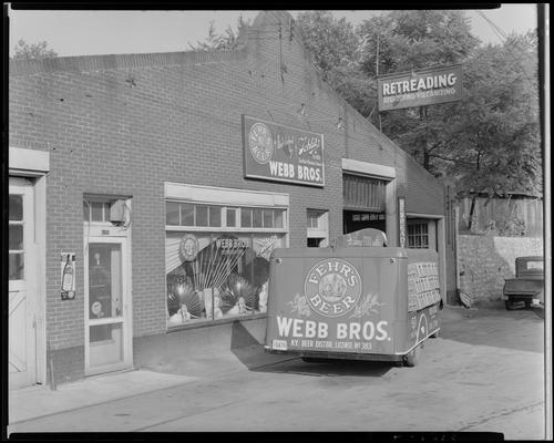 Webb Brothers (wholesale ale and beer), Fehr's Beer distributor, 260 East Vine; truck parked in front of Webb Bros. building