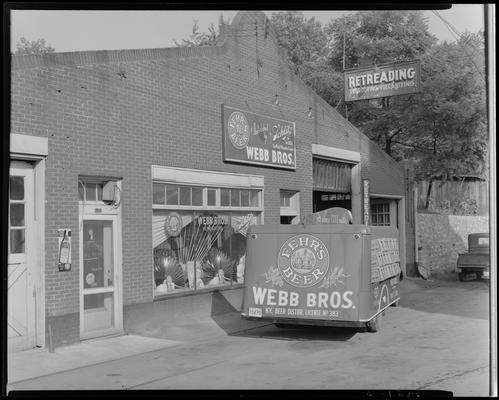 Webb Brothers (wholesale ale and beer), Fehr's Beer distributor, 260 East Vine; truck parked in front of Webb Bros. building