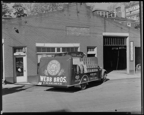 Webb Brothers (wholesale ale and beer), Fehr's Beer distributor, 260 East Vine; truck parked in front of Webb Bros. building