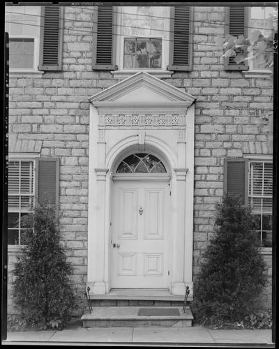 Blue Licks Memorial Park; exterior, door showing intricate pediment