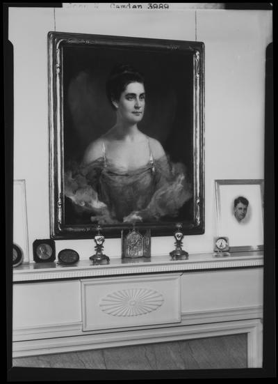 Runnymede Farm; Senator John M. Camden, interior of home, painting of a lady displayed above fireplace