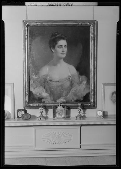 Runnymede Farm; Senator John M. Camden, interior of home, painting of a lady displayed above fireplace