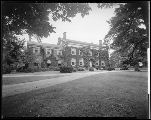 Runnymede Farm; Senator John M. Camden, exterior of home, front view of house and driveway