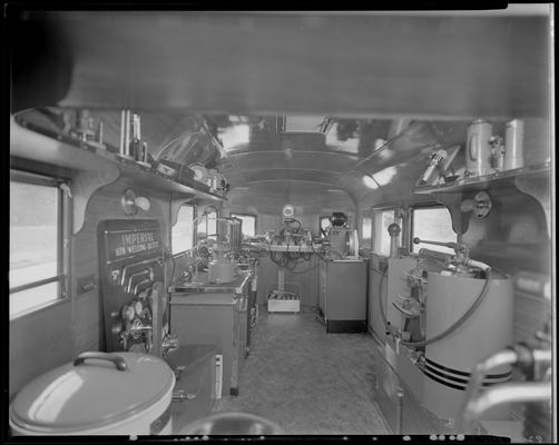 Wombwell Auto Parts trailer; interior view of automotive equipment