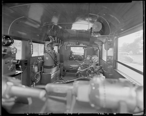 Wombwell Auto Parts trailer; interior view of automotive equipment