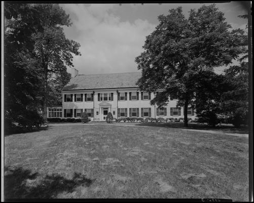 Hal Price Headley; exterior of home, front view of house and driveway