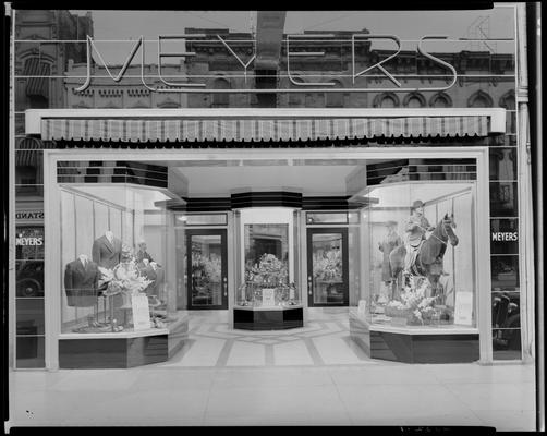 Meyers Brothers (278 West Main and Mill Streets); exterior, window displays