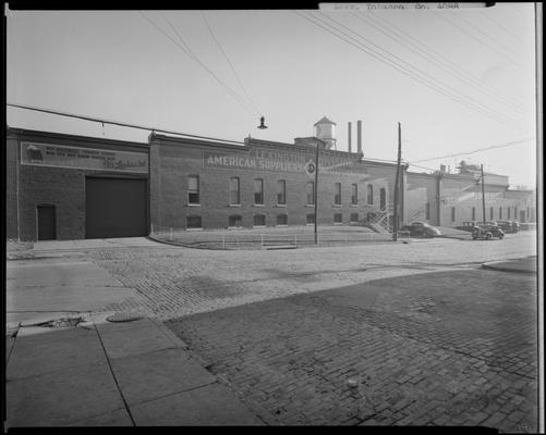 American Tobacco Company; warehouse, exterior, building number (1909). Sign reads 