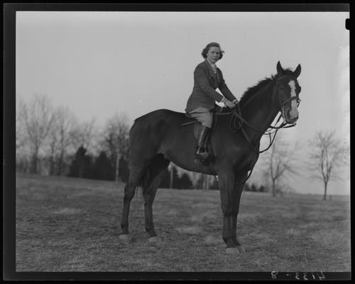 Stony Walton and horse; rider atop horse, posing for camera