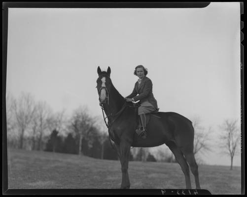 Stony Walton and horse; rider atop horse, posing for camera