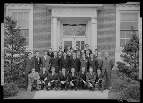 Dairy Club (1939 Kentuckian) (University of Kentucky); group members outside of a building (number 730)