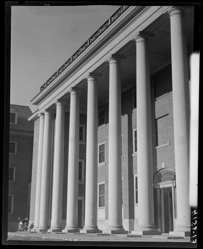 Campus Scenes; 1939 Kentuckian) (University of Kentucky), exterior, entrance to unmarked building with large columns (pillars)