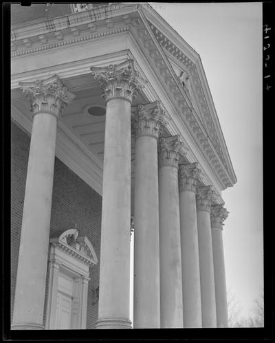 Campus Scenes; 1939 Kentuckian) (University of Kentucky), exterior, entrance to unmarked building with large columns (pillars)