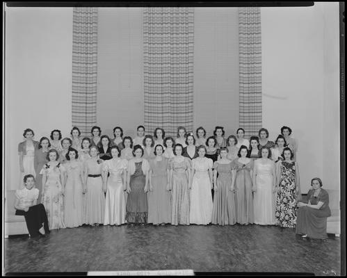 Women's Glee Club (1939 Kentuckian) (University of Kentucky); interior, group portrait