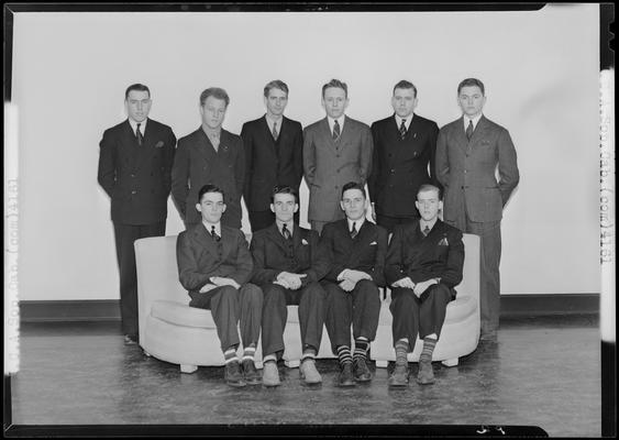 YMCA (Young Men's Christian Association); Sophomore Cabinet (1939 Kentuckian)(University of Kentucky); group gathered around couch, group portrait