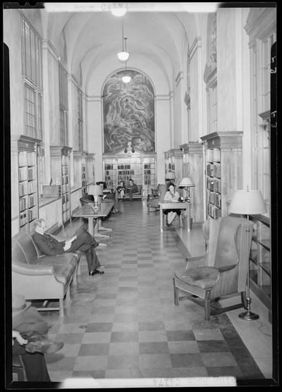 Browsing Room (reading room), University of Kentucky Library (1939 Kentuckian); in use
