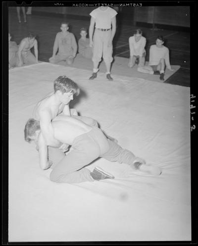 Intramural (1939 Kentuckian) (University of Kentucky); wrestling, wrestlers on the mat