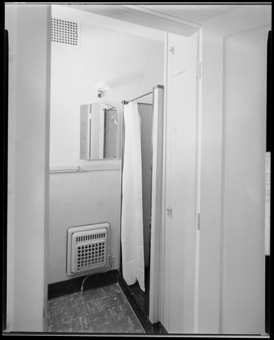 Franklin Pioneer Corporation Building, 139 North Limestone; interior, view of bathroom shower stall