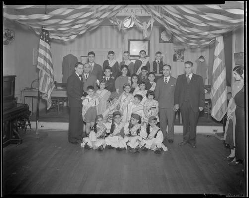 Henry Clay Chapter, Order of Ahepa; men with group of children dressed in national dress