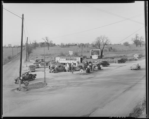 (Earl M.) Carr Filling Station (North Broadway and Belt Line); gas station, trolley car (railroad car) used for main building; 