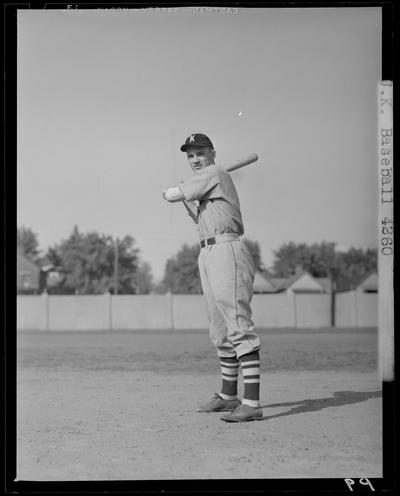 University of Kentucky Baseball, (1940 Kentuckian) (University of Kentucky); individual player, player holding bat in swinging position
