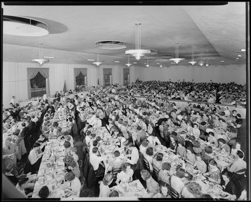 College Catering Company (corner of South Limestone and Euclid, in Student Union Building); banquet hall, hall filled to capacity with people
