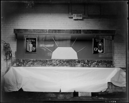 Dixie Ice Cream Company, 123 Rose Street (corner of Chesapeake); interior view of a wall display, under construction