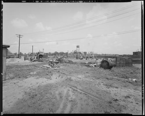 J. Fred Beggs & Sons, contractors (construction); Narcotic Farm building under construction; workers onsite