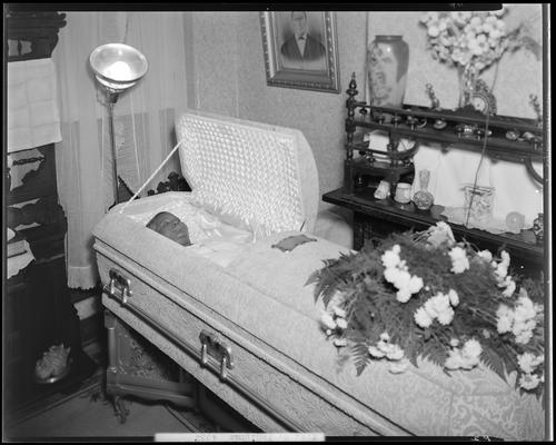 Mrs. Rebecca Faulghum; corpse, open casket for viewing