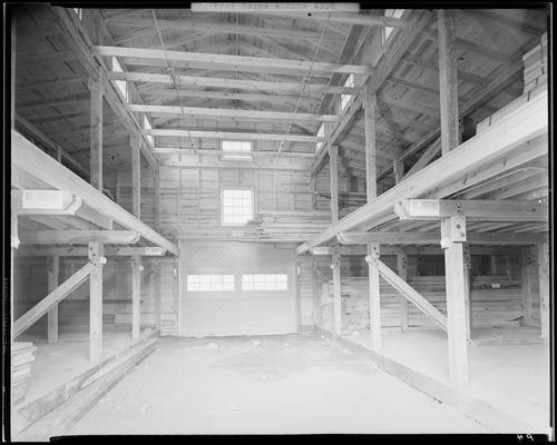 J. Fred Beggs & Sons, contractors (construction); Narcotic Farm, barn under construction, interior view