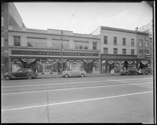 Schulte-United (236-246 West Main), exterior view of store building; S. S. Kresge Co. (250-254 West Main), exterior view of store building