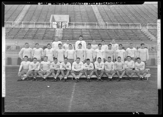 Football, (1940 Kentuckian) (University of Kentucky); Freshman Team group portrait, members on the field