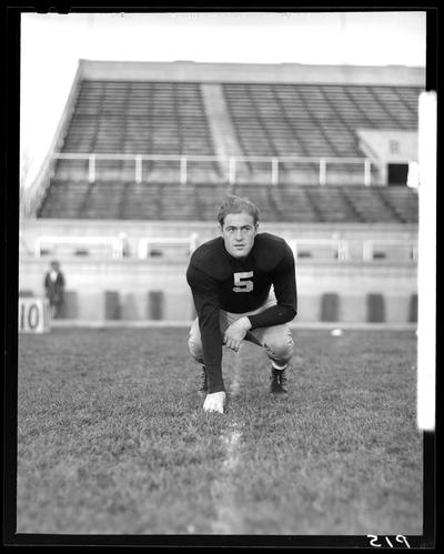 Football, (1940 Kentuckian) (University of Kentucky); Varsity Team, individual player, number 5 (no. five)