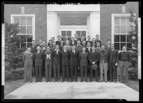 Poultry Club, (1940 Kentuckian) (University of Kentucky); group portrait in front of a building