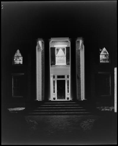 D.M. Hollingsworth; exterior of house, close-up view of front porch and columns