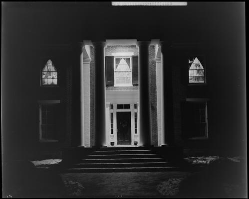D.M. Hollingsworth; exterior of house, close-up view of front porch and columns