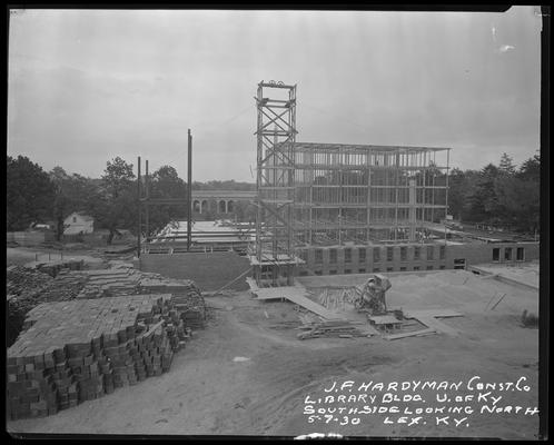 J.F. Hardyman Construction Company; Margaret I. King Library Construction; University of Kentucky Campus; south side of building looking north