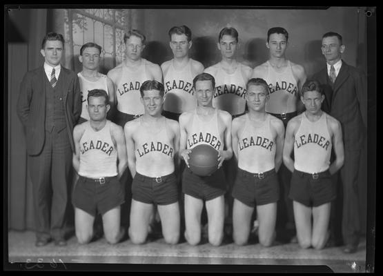 Lexington Leader basketball team; team photo, coaches