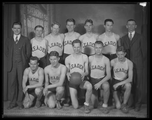 Lexington Leader basketball team; team photo, coaches
