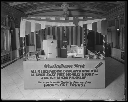 Kentucky Theatre (movie theater), 214 East Main, interior; booth in lobby to promote 