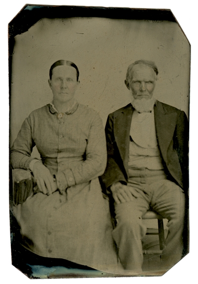 Hand-colored group portrait of an unidentified couple